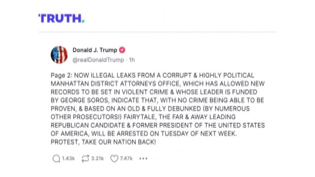 Trump: martedì verrò arrestato, protestate e riprendiamo gli Usa